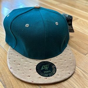Blank Green & Faux Ostrich Brimmed Snap Back Hats (multiples)